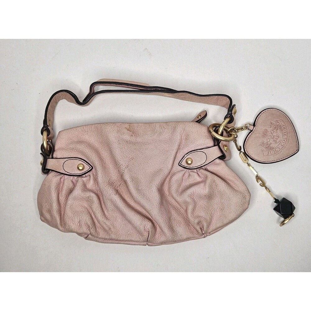 Vintage Juicy Couture Baguette Shoulder Bag Y2K Girlie PINK Leather Slouchy